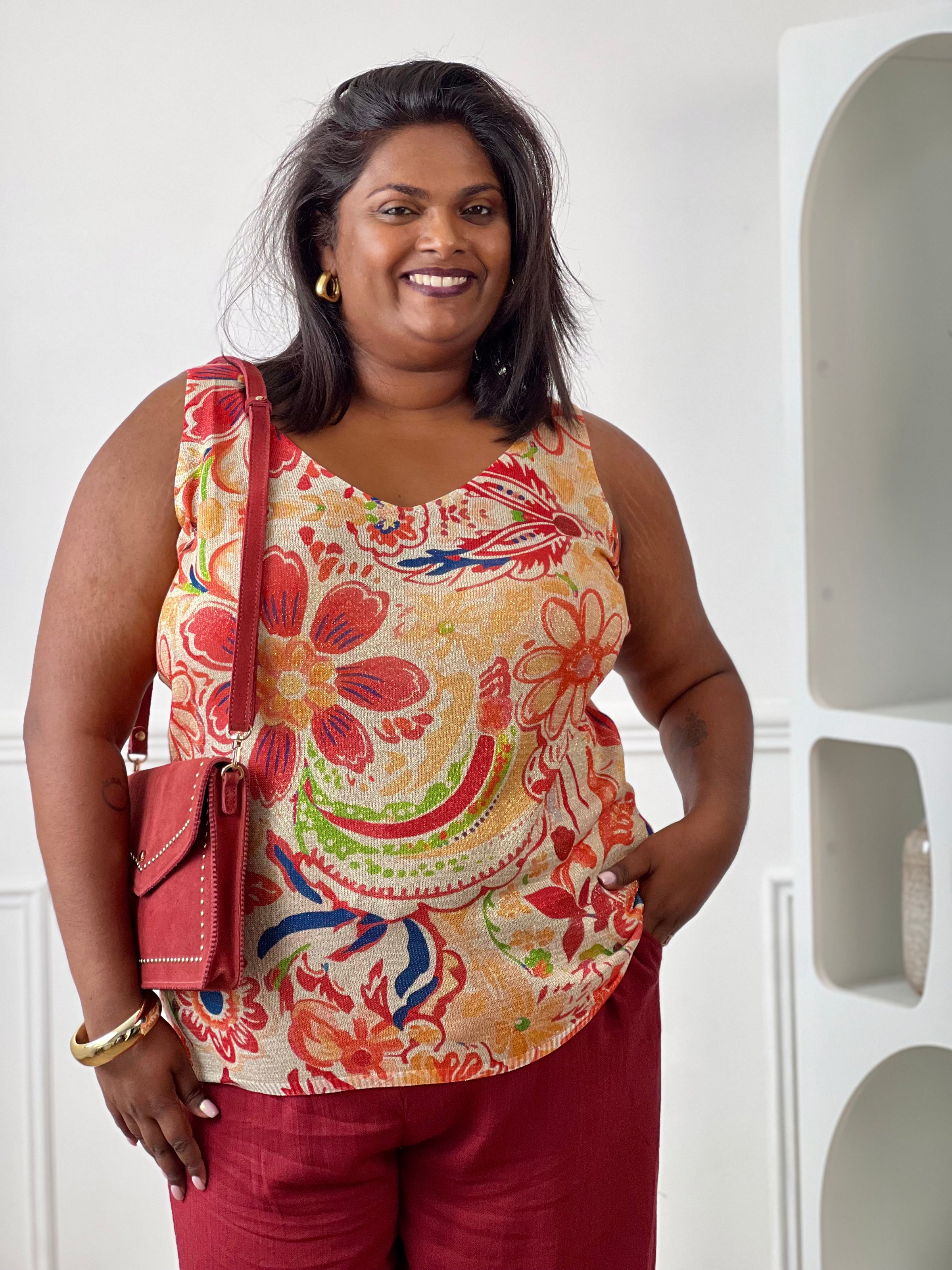 Top orange en lurex grande taille : Zara