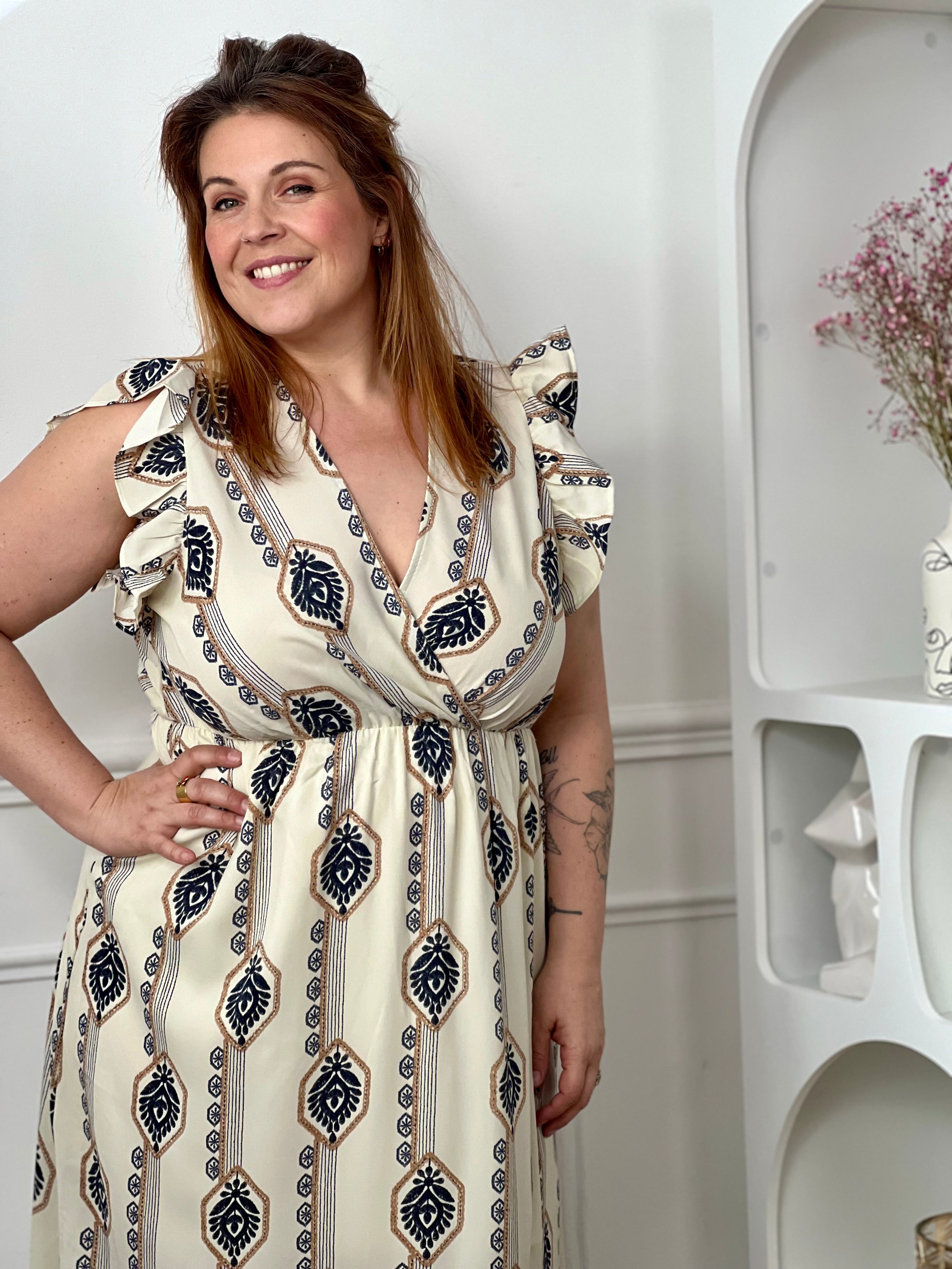 Plus size patterned long dress: Aloisa