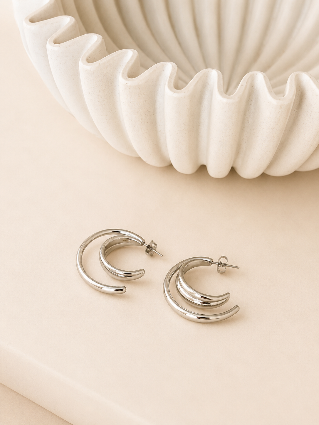 Boucles d'oreilles créoles argentés : Albia
