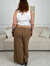 Pantalon camel coupe droite grande taille : Elie