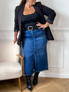 Jupe longue bleu foncé en jean : Amber