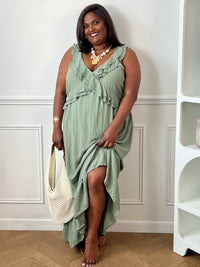 Robe longue kaki grande taille : Apolina