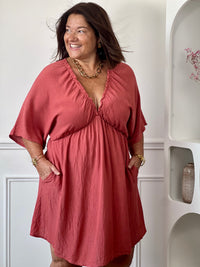 Robe courte terracotta grande taille : Irmy