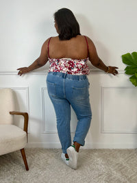 Top bordeaux fleuri grande taille : Alena