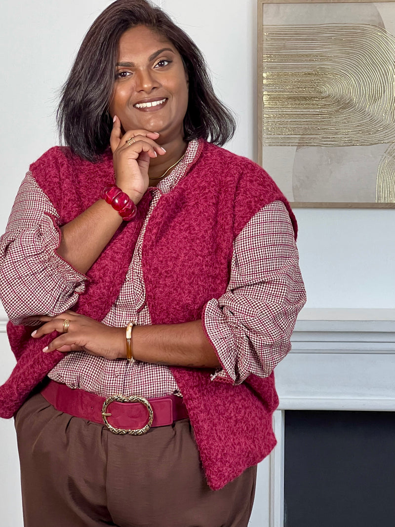 Veste moumoute bordeaux grande taille : Milia