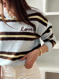 Pull bleu en laine : Lyra