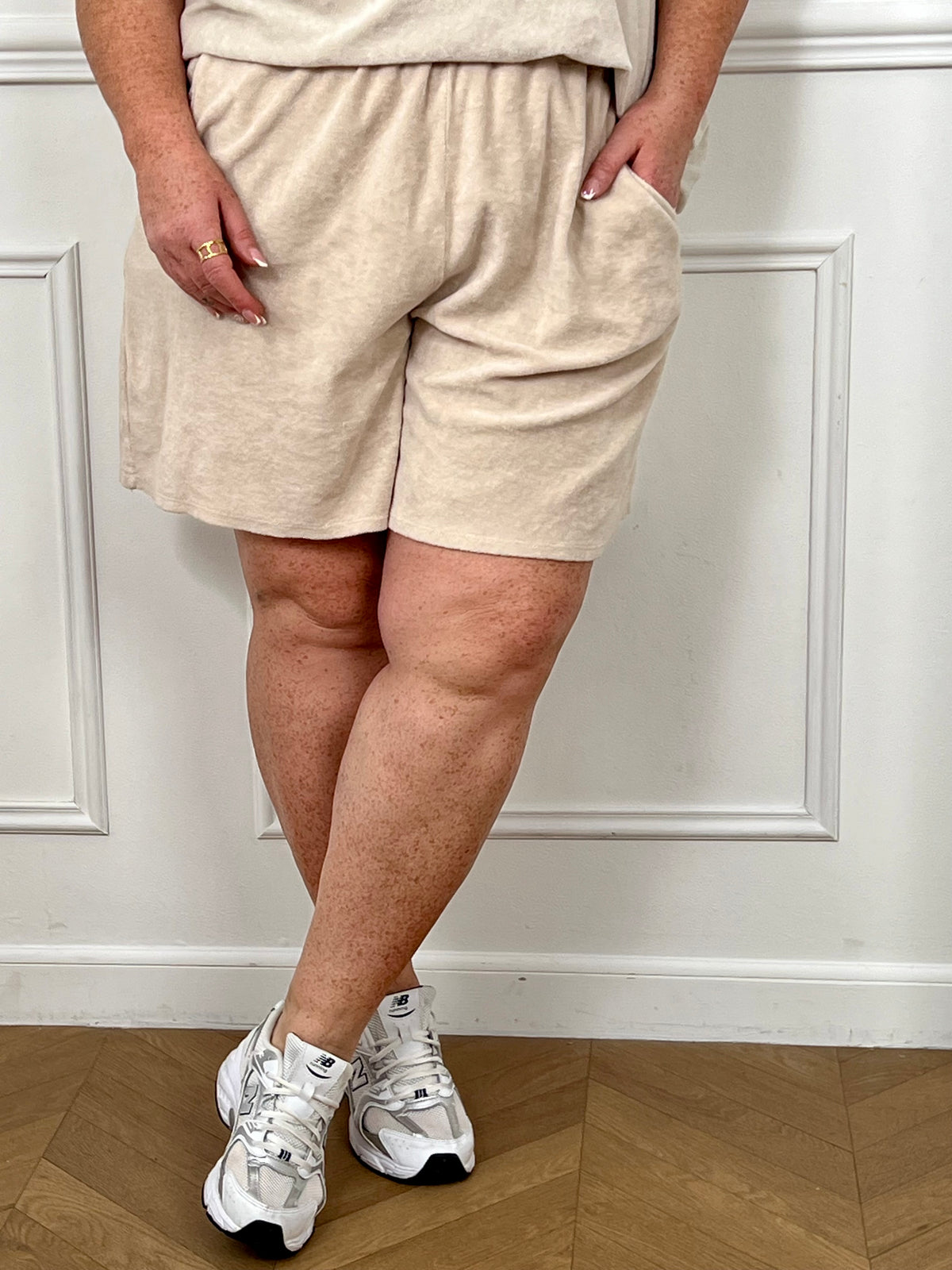 Short en coton beige grande taille : Loan