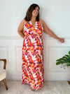 Robe orange à motif floral : Manuela