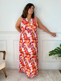 Robe orange à motif floral : Manuela