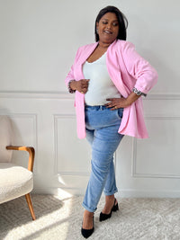 Blazer rose avec détail léopard : Evan