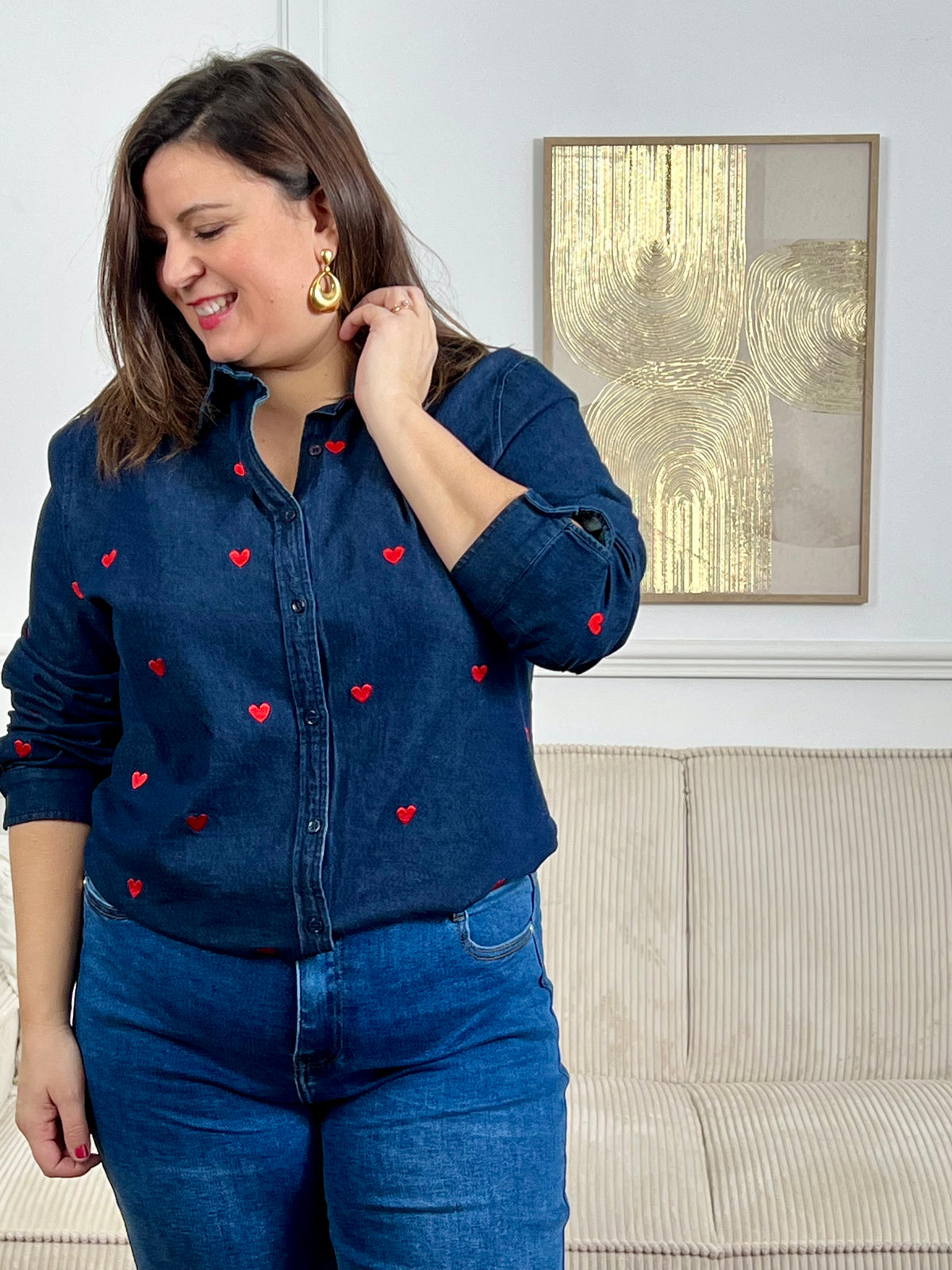 Chemise bleue avec coeurs : Lioré