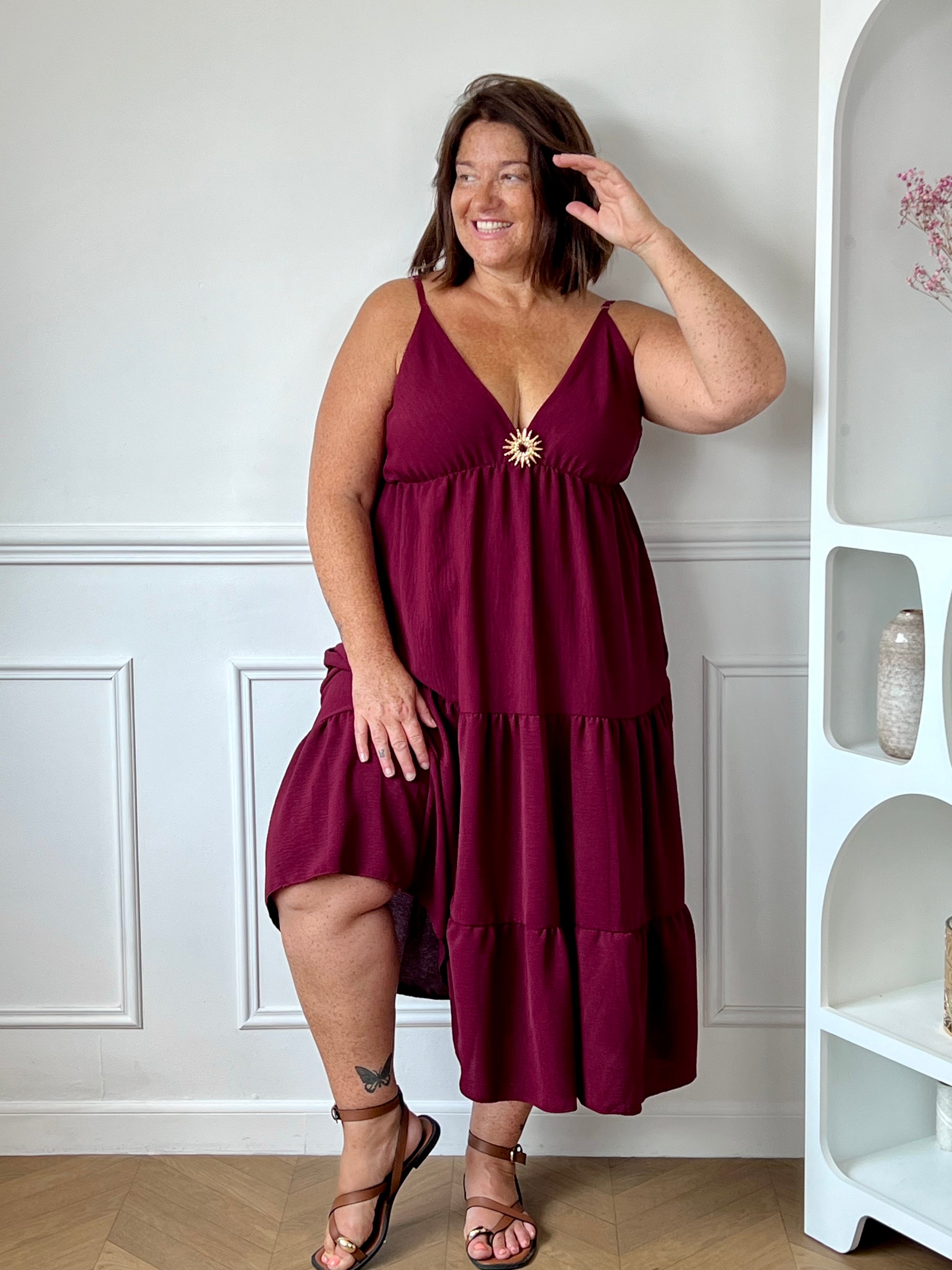 Robe longue bordeaux grande taille : Tahana