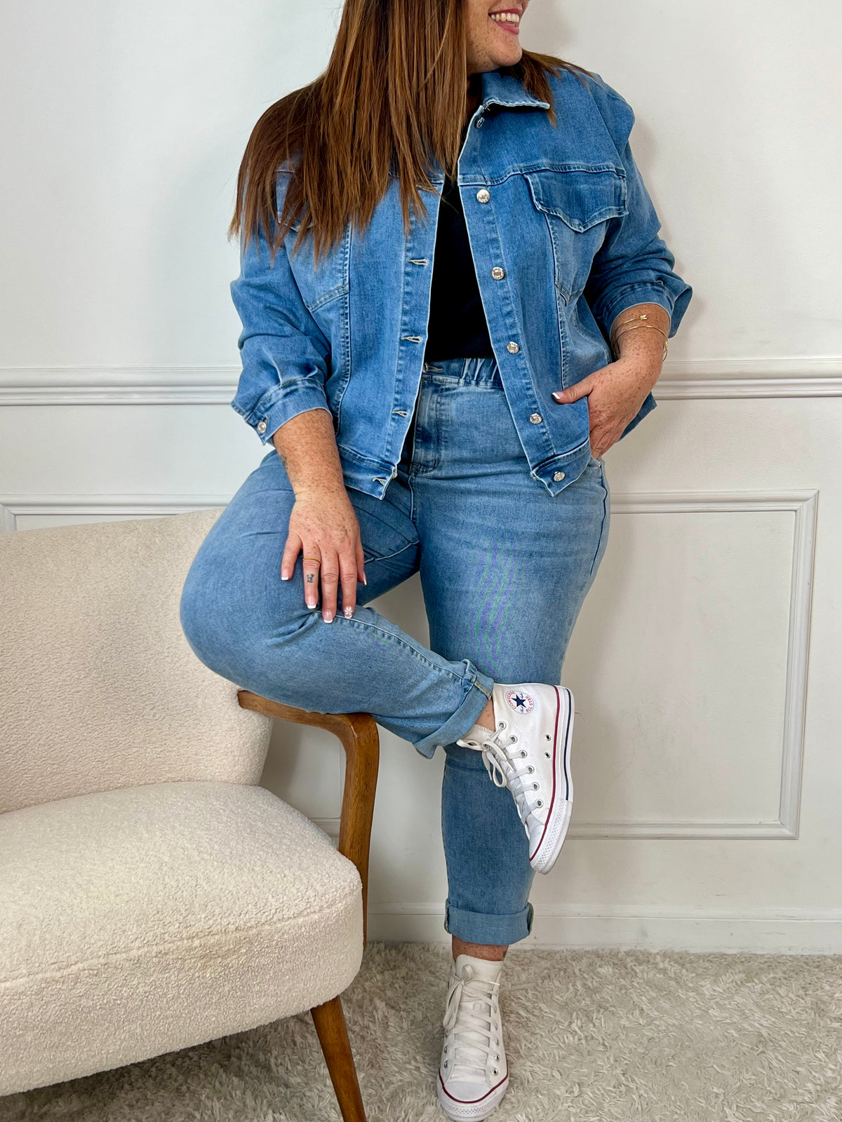 Veste en jean grande taille : Clarie