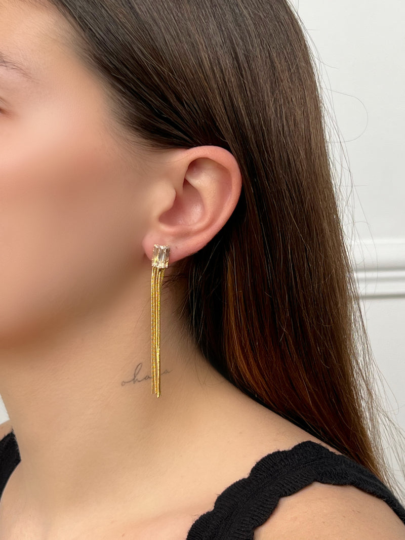 Boucles d'oreilles tombantes dorées  : Moly