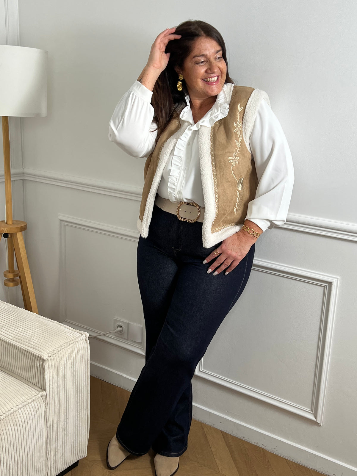 Veste sans manches camel grande taille : Maelia