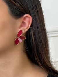 Boucles d'oreilles bordeaux et dorées : Galia