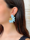 Boucles d'oreilles bleues et dorées : Reina