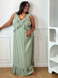 Robe longue kaki grande taille : Apolina