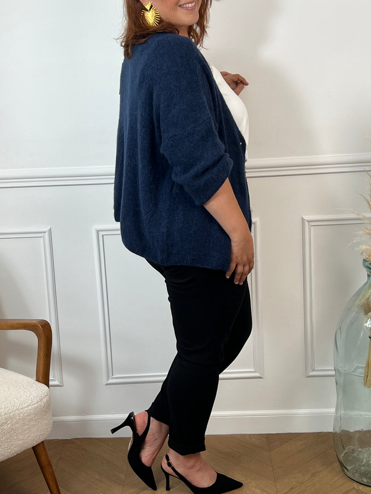 Gilet bleu marine Made in Italie curve : Caroline