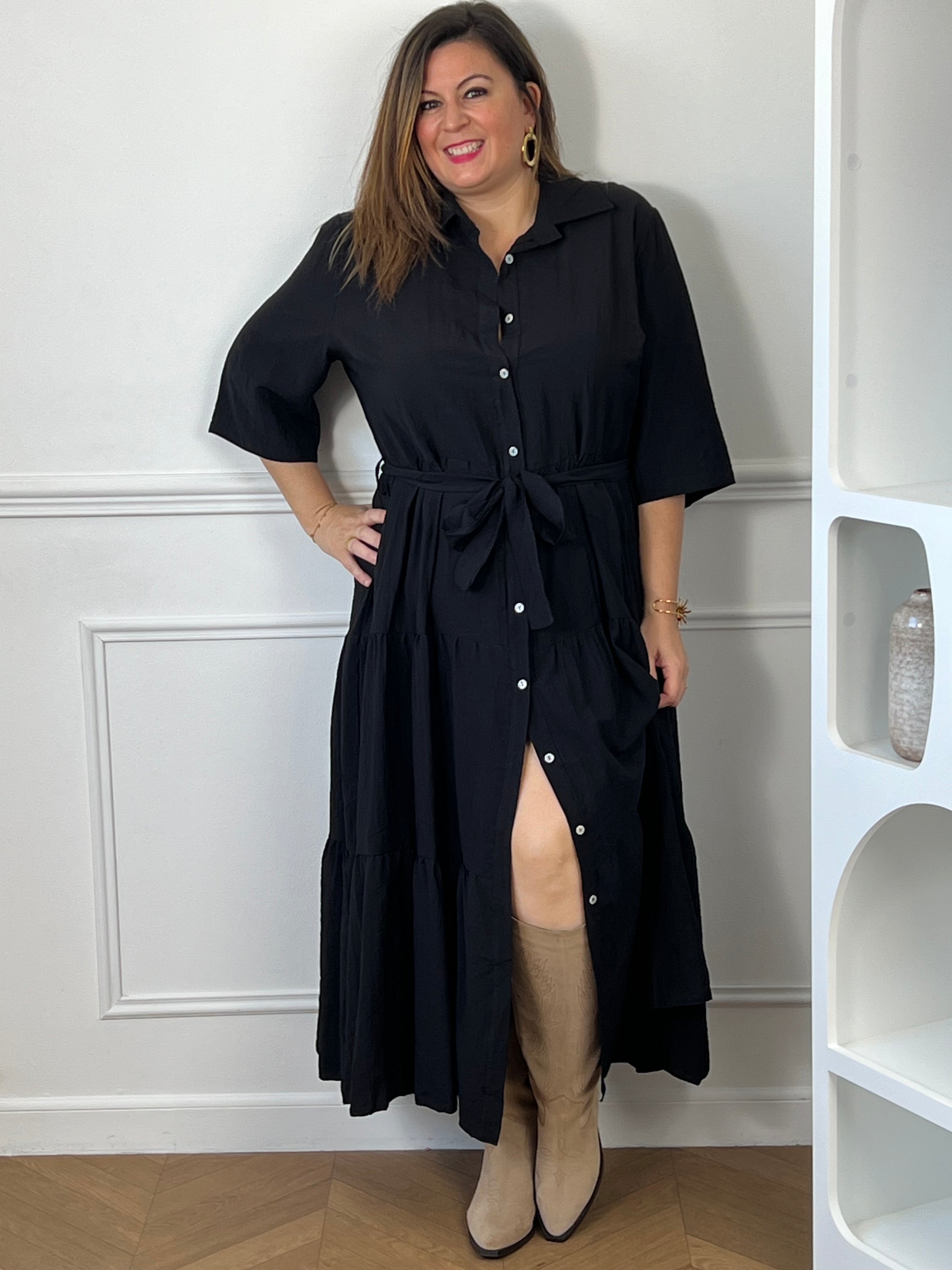Robe longue noire grande taille : Emie