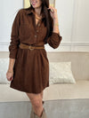 Robe velours courte marron : Cora