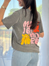 Tee-shirt gris à motifs : Fleur