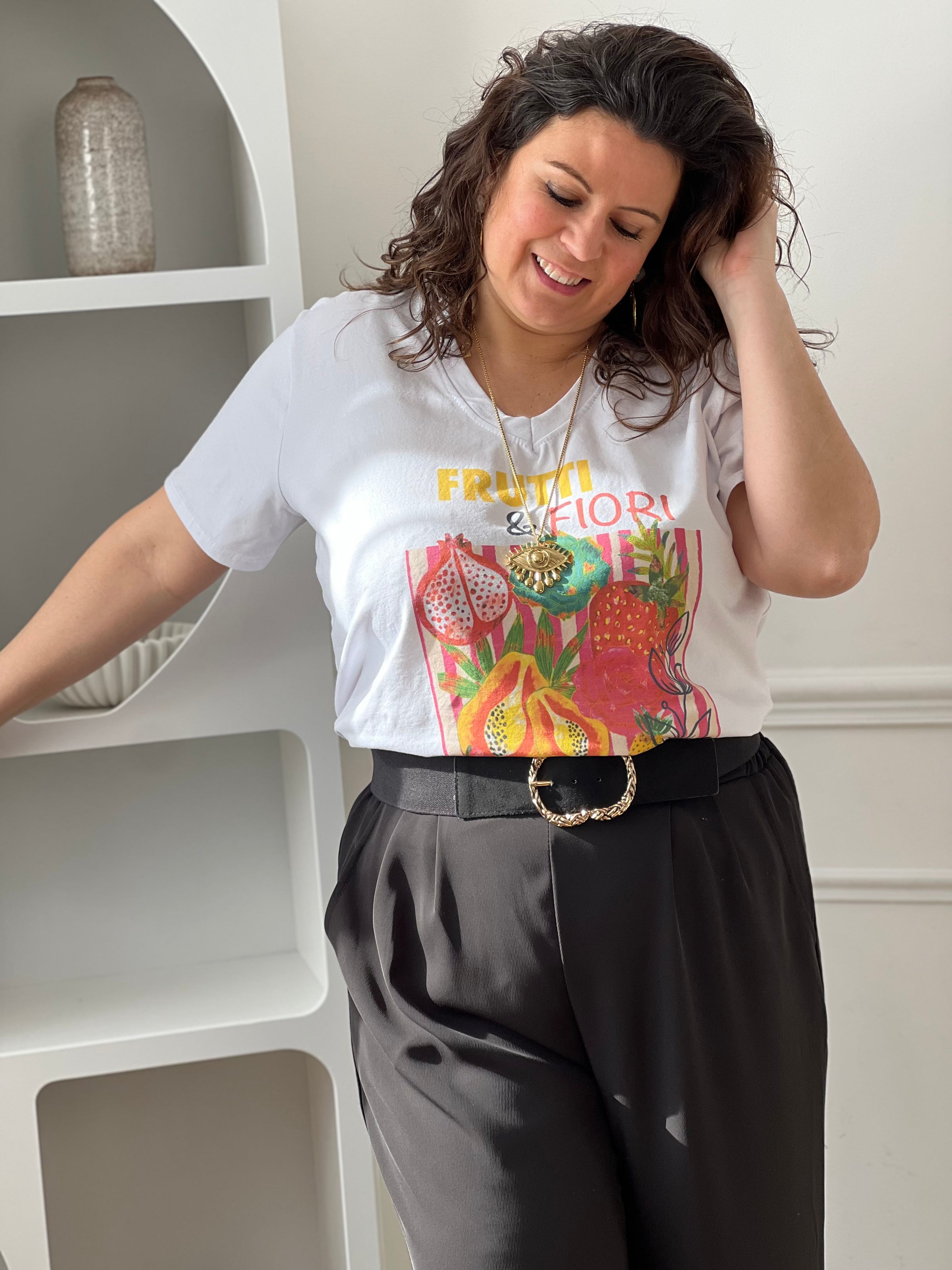 Tee-shirt écru grande taille : Frutti & Flori