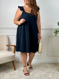 Robe courte noire en gaze de coton : Amia
