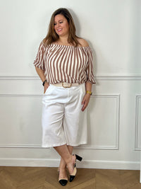 Bermuda blanc curve 2 poches passants ceinture taille unique 44/50 – Loïcia
