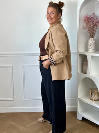 Blazer curve camel clair marron noir beige polyester doublé du 44/48 au 48/52 – Loïcia
