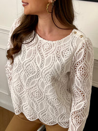 Blouse écrue avec broderie : Livia