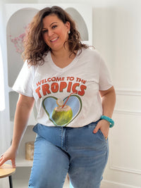 Ecru oversized T-shirt: Tropics