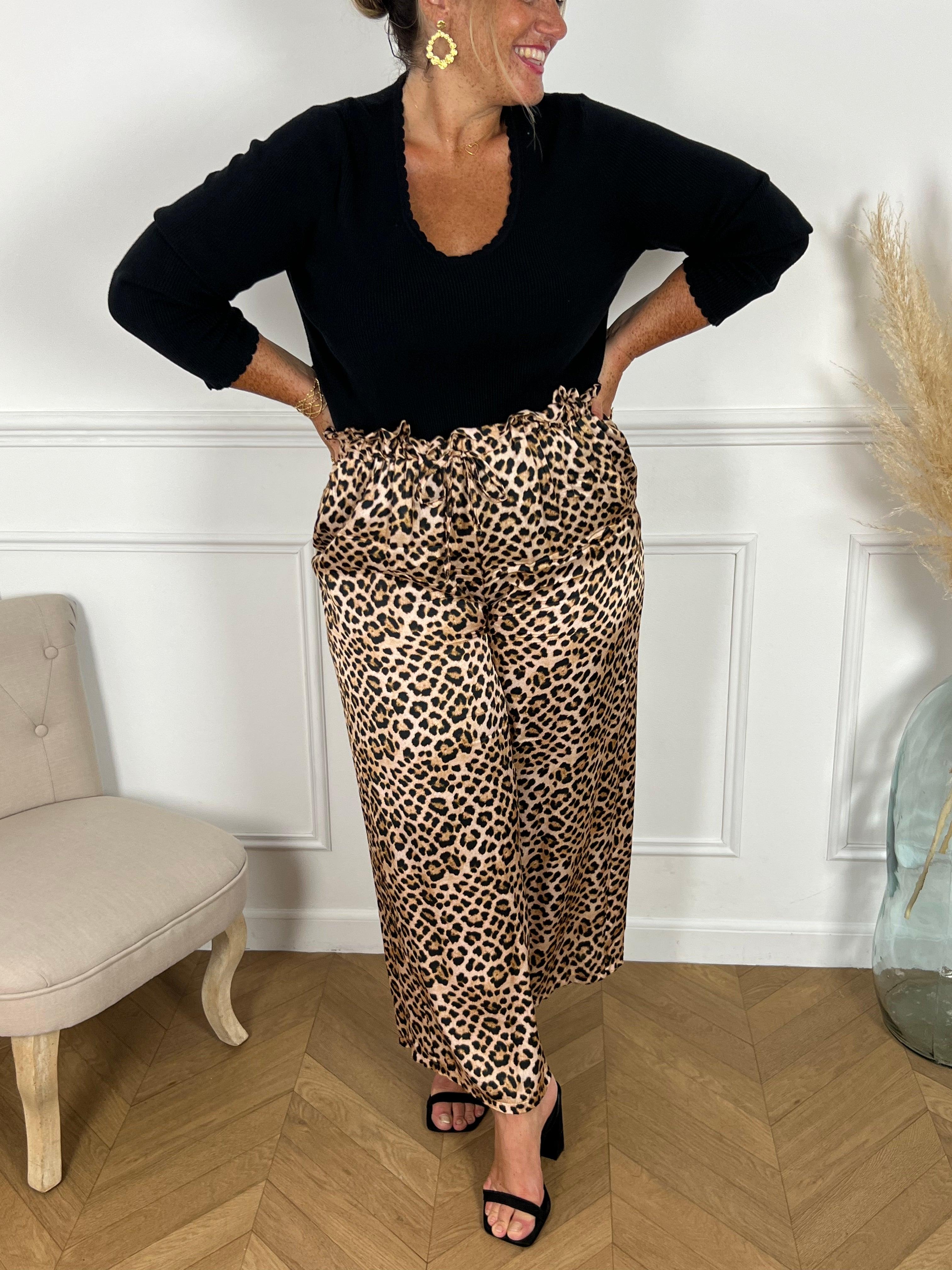 Pantalon best sale large leopard