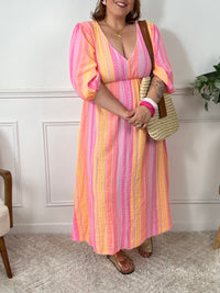 Robe longue rose grande taille : Maelo