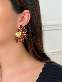 Boucles d'oreilles marrons et dorées : Reina