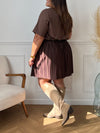 Jupe marron plissée grande taille : Kenize