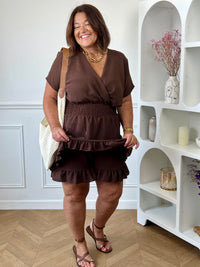 Robe short marron grande taille : Fanny