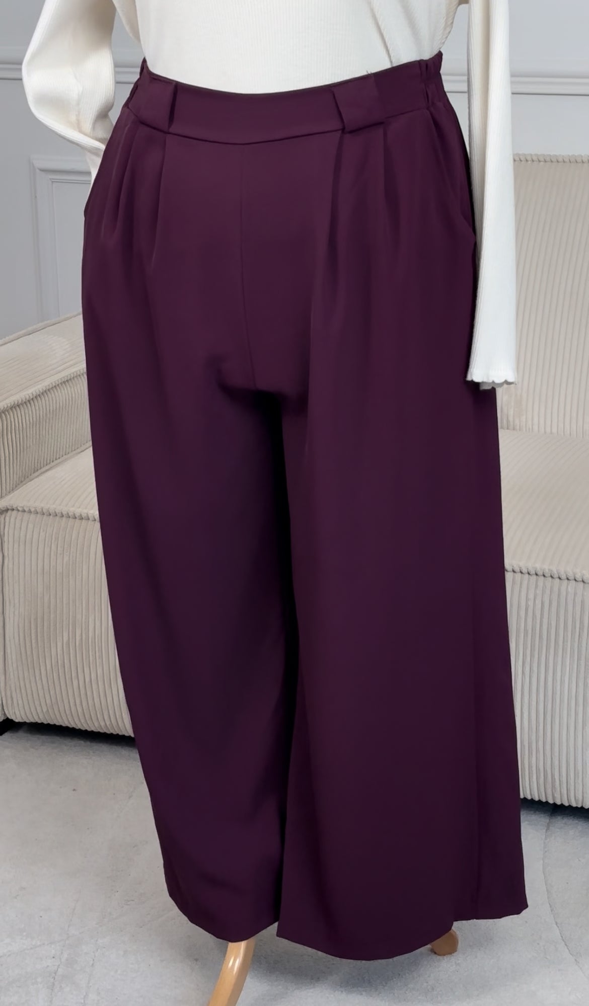 Pantalon prune coupe droite grande taille : Elie