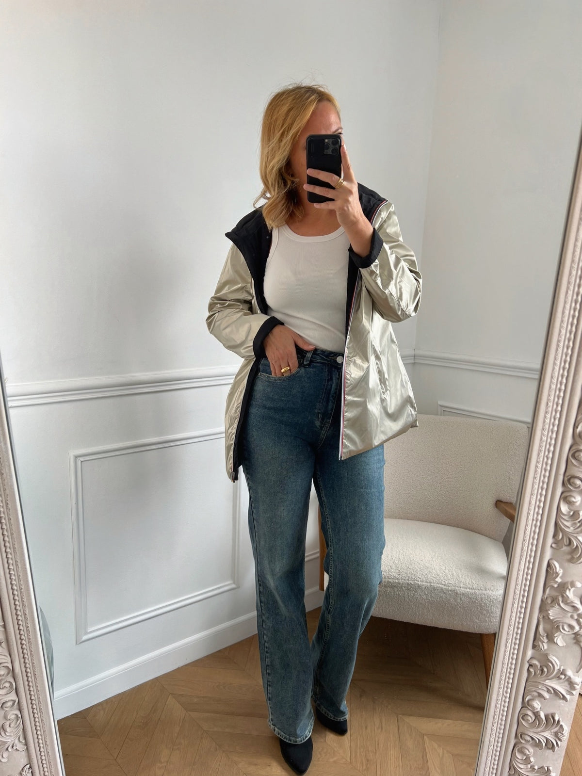 Parka réversible dorée/noire : Paula