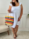 Robe courte blanche doublée en gaze de coton : Amia