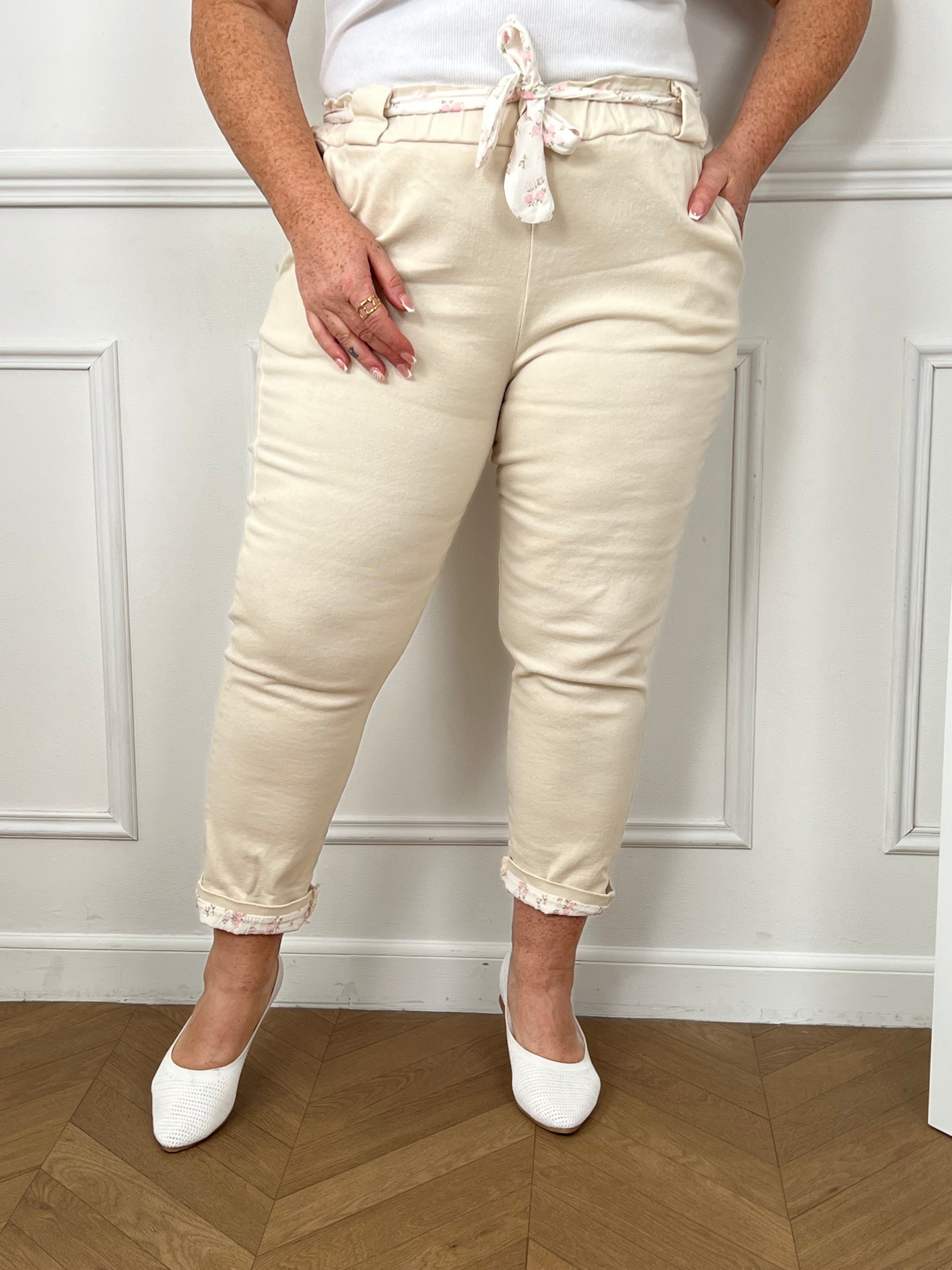 Beige cotton trousers: Shane