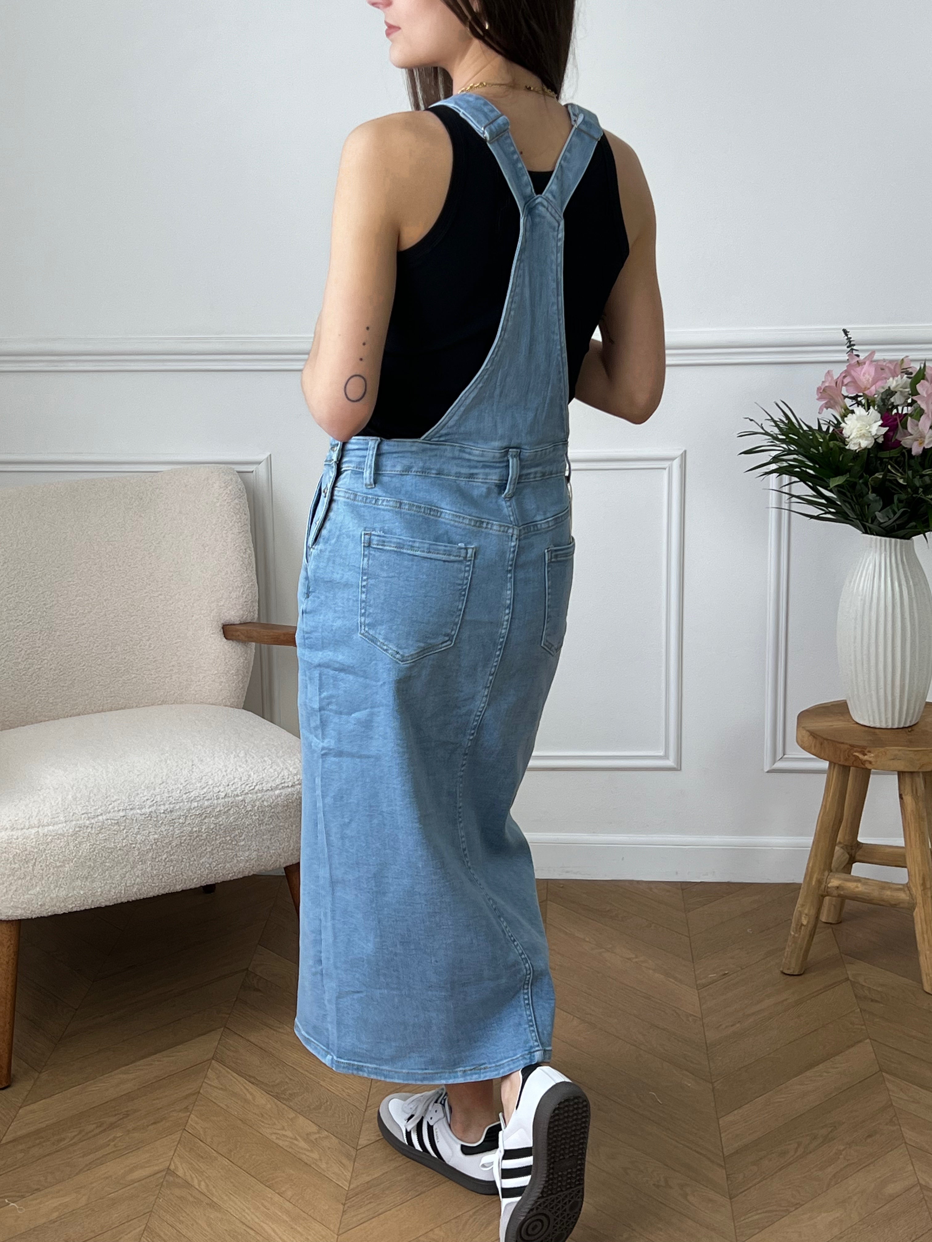 Denim dungaree dress: Ilana – Loïcia