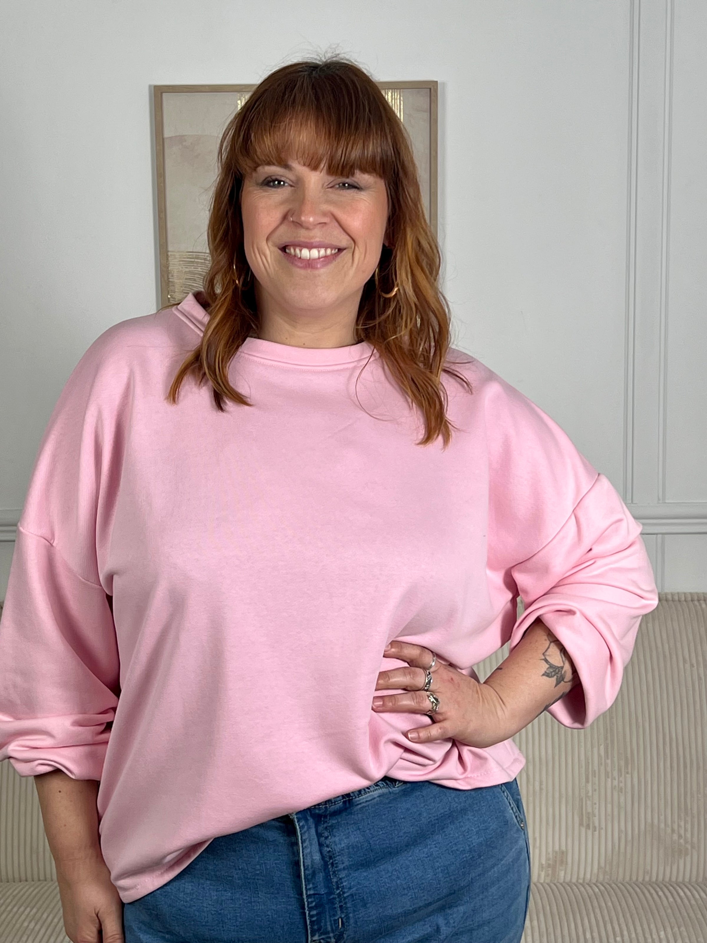 Pull rose en coton grande taille : Mommy