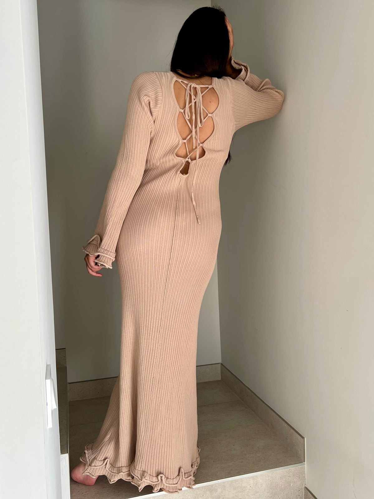 Robe longue beige : Esther