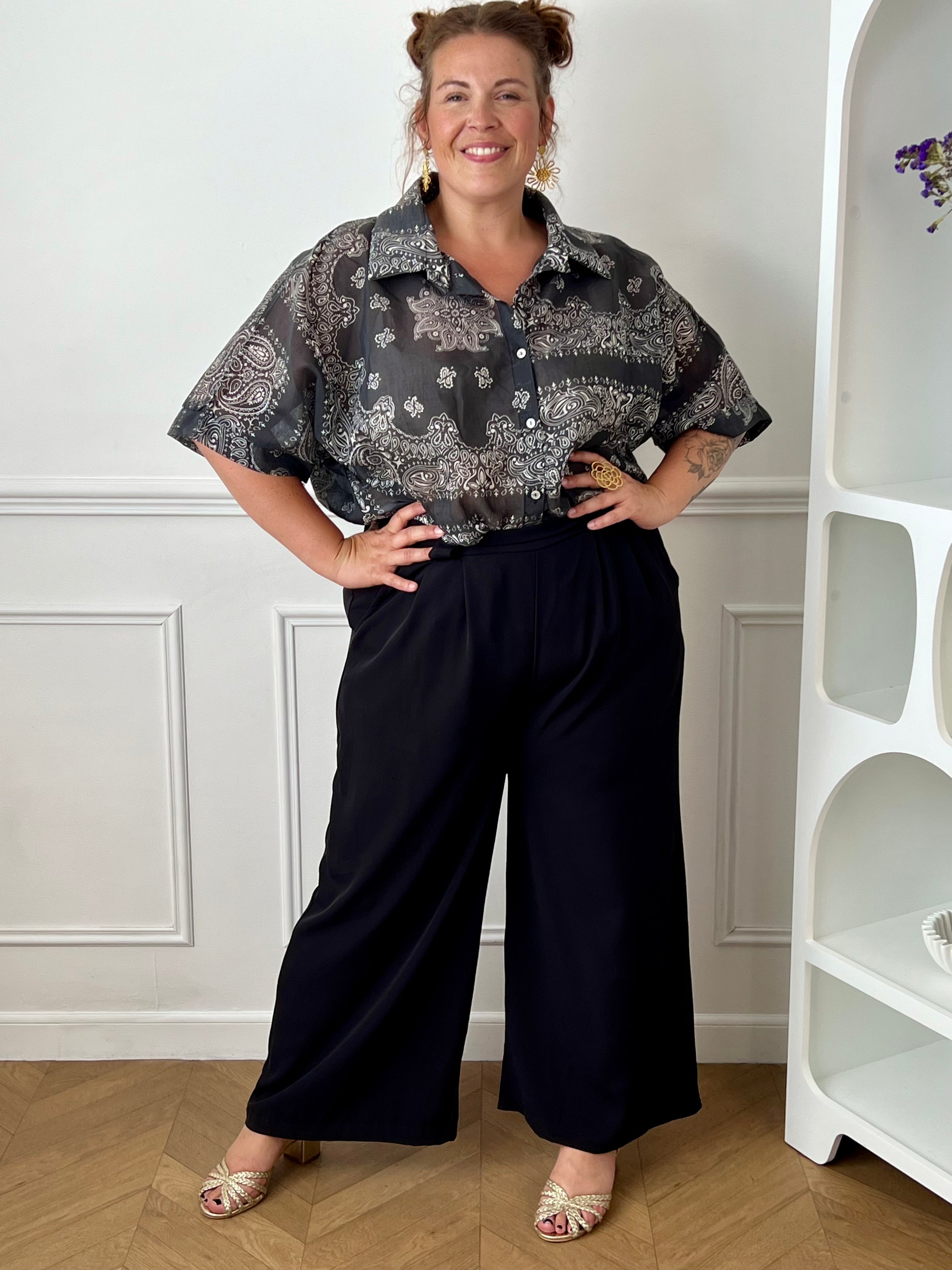 Chemise grise à motifs grande taille : Nova