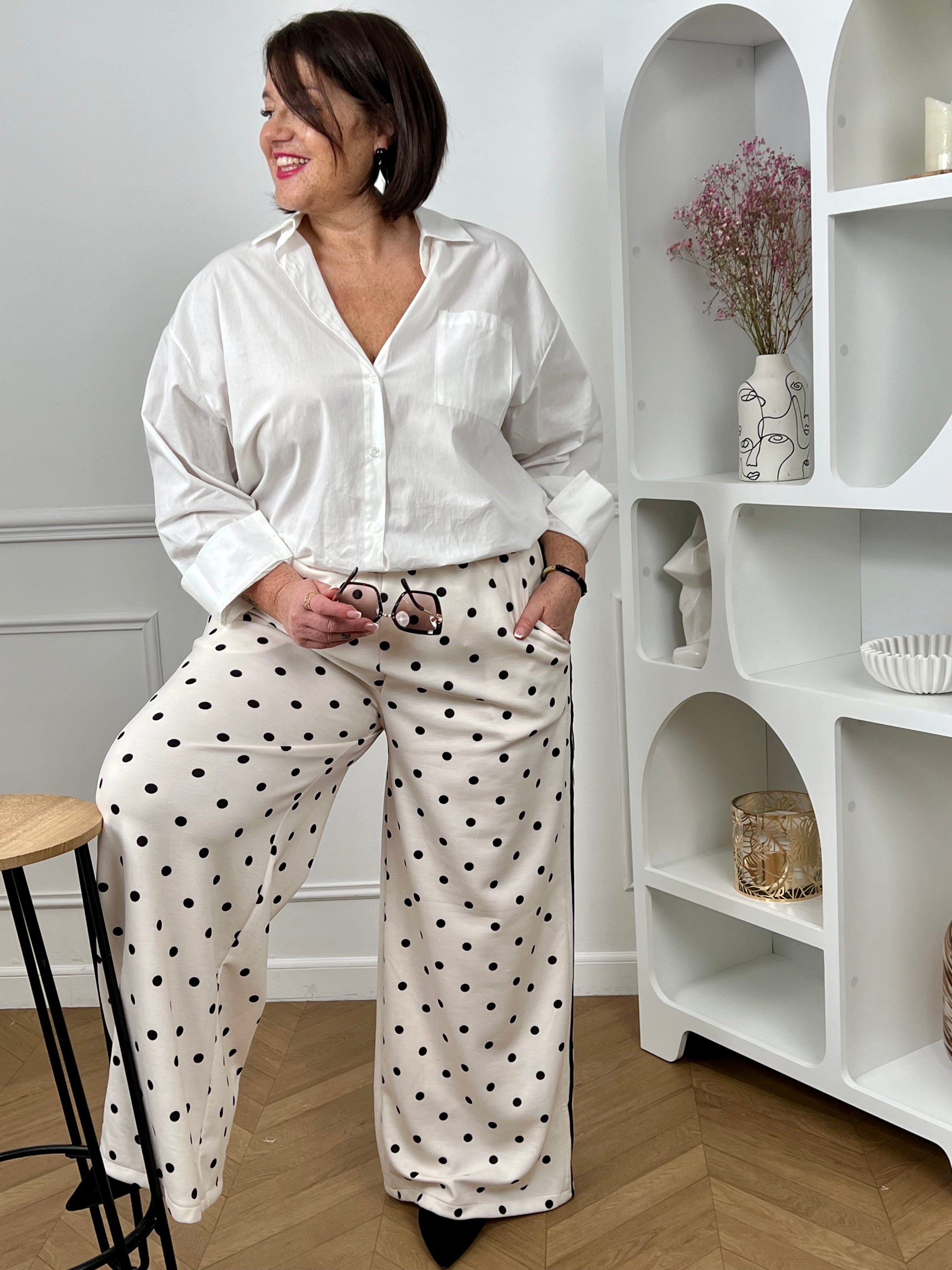 Pantalon Tall écru à pois : Mao