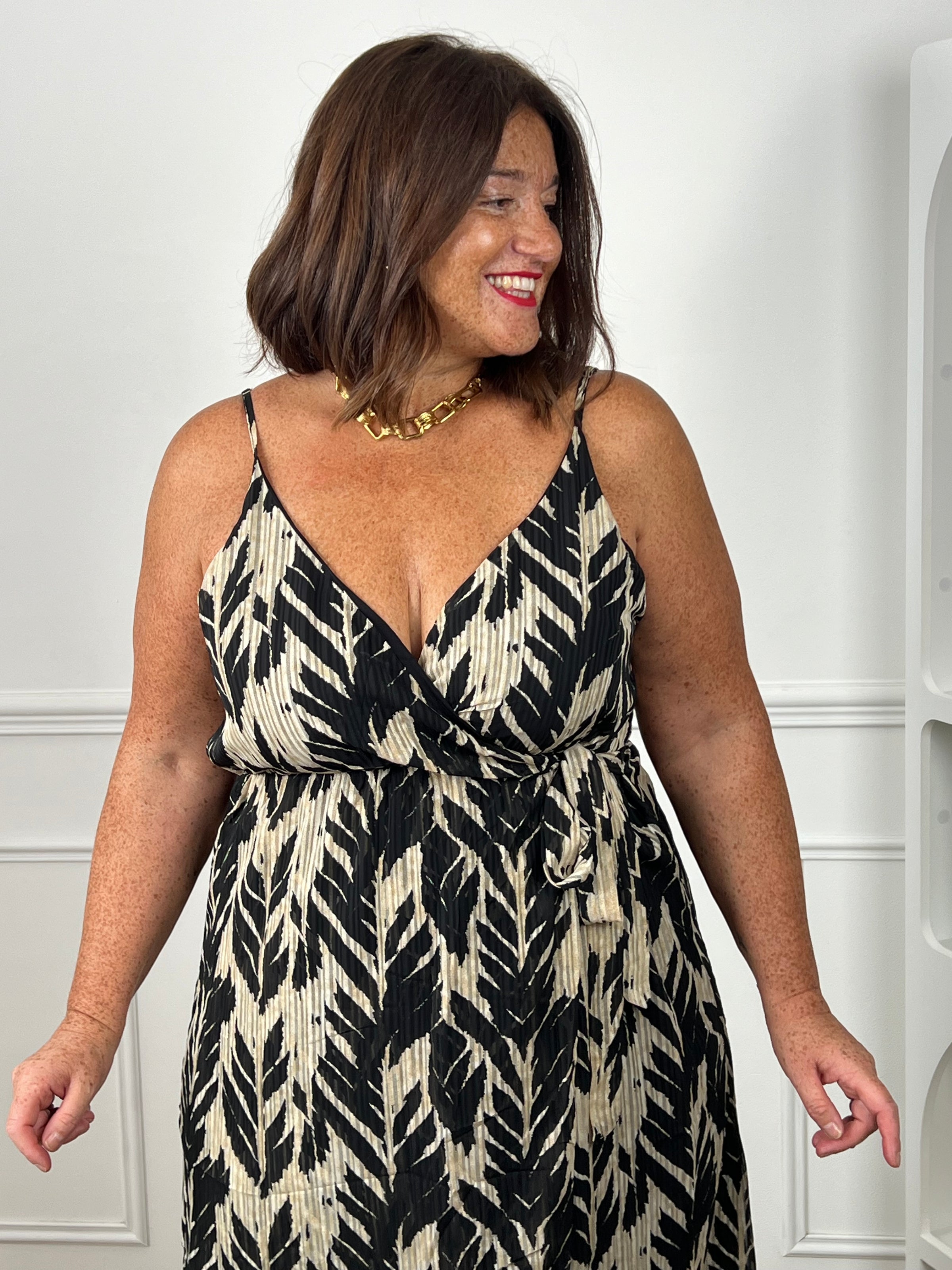 Robe longue noire et beige grande taille : Itay