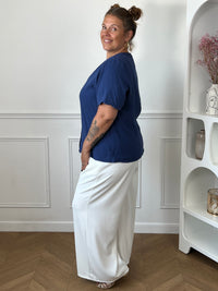 Chemise bleue en gaze de coton grande taille : Kira
