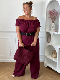Combinaison bordeaux col bateau grande taille : Carlota