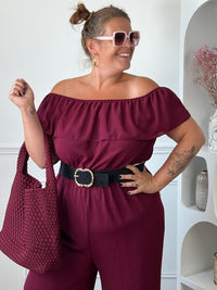 Combinaison bordeaux col bateau grande taille : Carlota